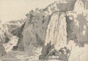 Paisaje rocoso con cascadas de Joseph Wright of Derby